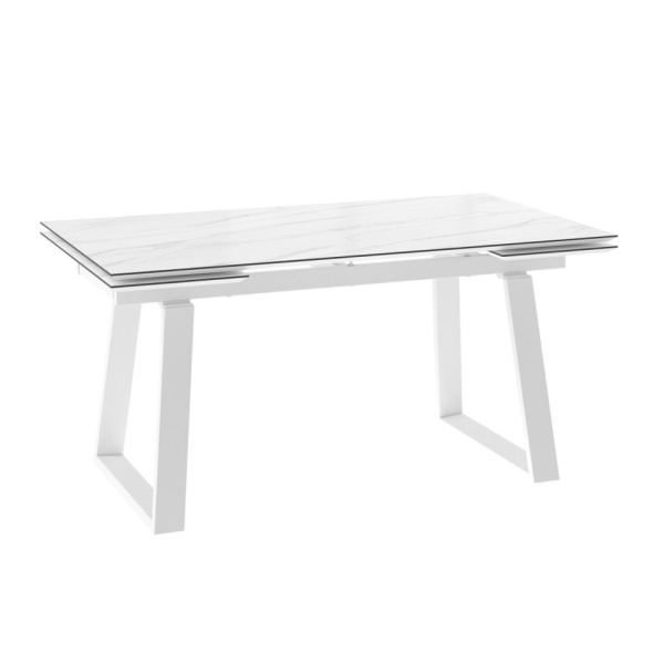 Стол ALTEZA-160, раздвижной 160(40+40)x90, МРАМОР СВЕТЛЫЙ - COMPAKT CER/БЕЛЫЙ